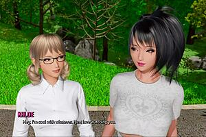 Beautiful shemale with natural tits in 3D animation