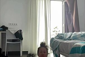 Classy milf's holiday workout with shaved pussy