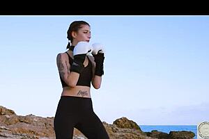 So this Italian boxer got tied up and spanked hard before rimming her dom by the Balearic Sea