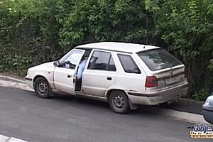 Fat Plumber Bends Over Skinny Blonde Teen for Cum in Mouth.