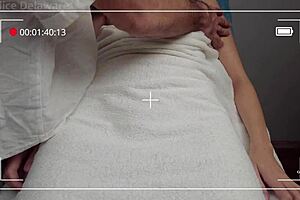 Pretty brunette client gets sensual massage from pervert masseur