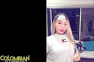 I'm Mia, Colombian teen on casting couch with monster cock