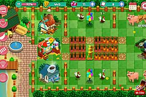 Anime-style game with hot cartoon girls tending to the farm and showing their asses