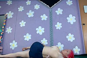 Bikini Yoga Workout Beginner Cute Milf Flashes Nip Slip Pierced Nipples