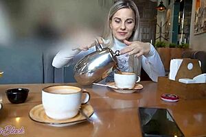 Letty Black squirms from remote vibrator orgasm in crowded cafe panties. Public outdoor fun with toys! 😏