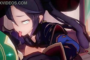 mona seduces with a hot cowgirl blowjob in this anime hentai! 😘