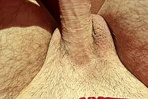 edging from flaccid, playing with precum in natural light