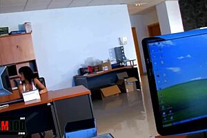 cute petite brunette feels overwhelmed by the muscled man's huge cock pounding her