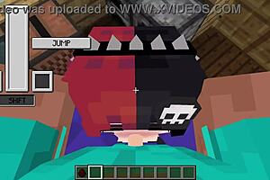 Deepthroat and facial abuse with Ellie in a Minecraft theme