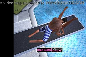 Watch this cartoon character having sex at the public pool jumping board