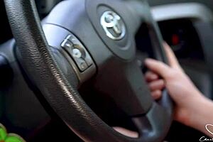 On the Road - Charlie Pushes Blonde Teasing to the Edge of Cumming While Driving.