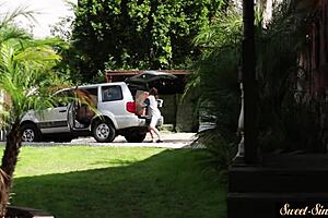 Amazing beauty riding stepbro's cock outdoors 😍