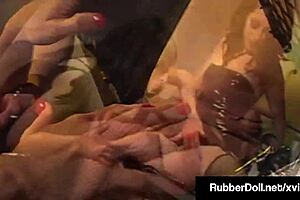 Latex femdom Mina Meow gets gagged by strange SAW