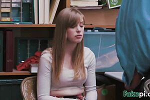 Doll-Looking Teen 18+ Bareback Fucked on Table by Fake Shop Manager