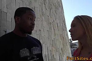 Teen girl gets rimmed by a big black cock guy in an interracial hardcore scene with blowjob and creampie