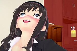 3D hentai featuring femdom and cuckolding with old man
