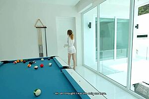 Skinny teen gets fucked on pool table in homemade video