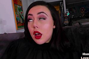 glamorous goddess sucks cock, fingers herself