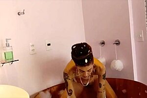 Exposing Myself in the Ofuro During a Photo Shoot, Touching My Tattooed Body?