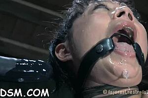 blindfolded beauty enjoys gentle toy play