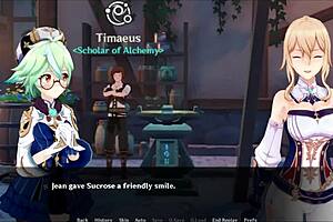 Bound lesbian fingering in prank adventure game