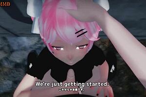 The cute vampire sucked and creampied in this 3d anime