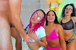 Young amateurs have fun with deepthroat and face fucking in a 3D threesome