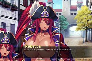 elsie h in pirate cosplay gets a bukkake blowbang in this anime scene