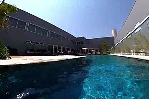 Married woman fucks employee in pool!