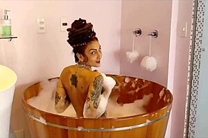 Exposing Myself in the Ofuro During a Photo Shoot, Touching My Tattooed Body?