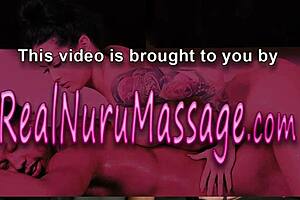 nuru drenched masseuse offers slippery handjob and hardcore cumshot in hd