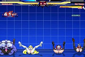 Who wins in Kuromaru vs Arcana Heart cumshot battle?