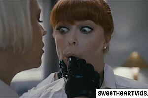 Headmistress dominates school guard in office lesbian scene 😈