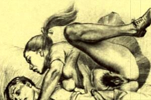 Vintage Erotic Drawings in Retro Style