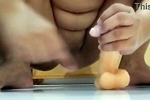 Chubby Filipino girls enjoy tight toy play in solo sessions