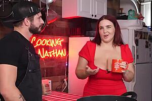 I'm always feeling so horny in the kitchen with my big tits out.