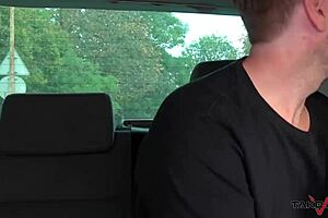 Beautiful blonde gets rough sex in a van