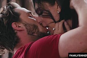 Milf gets cum on tits from young dude!