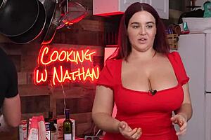 I'm always feeling so horny in the kitchen with my big tits out.