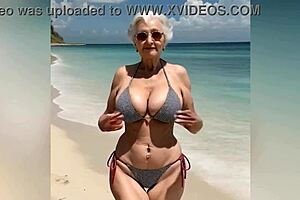 OMG, Granny’s in a Sexy Bikini! Her Dirty Talk Gets Wild on the Beach With Nude AI-Generated Reveal!