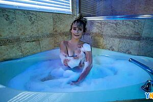 Petite teen Anne Mae gets fucked under the shower in a hot scene