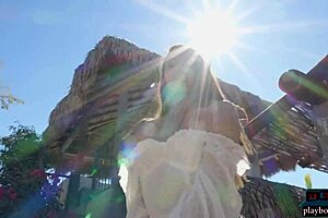 Petite Asian teen Hannah Le strips naked on the relaxing ranch for Playboy