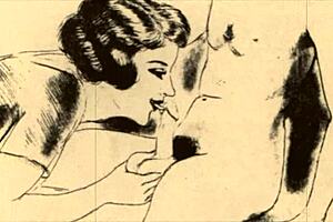 vintage erotic cartoon illustration from antique retro anime hentai