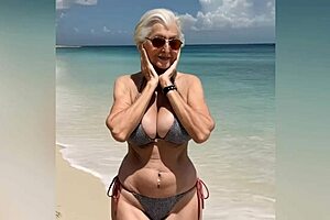 OMG, Granny’s in a Sexy Bikini! Her Dirty Talk Gets Wild on the Beach With Nude AI-Generated Reveal!