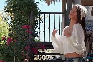 Petite Asian teen Hannah Le strips naked on the relaxing ranch for Playboy