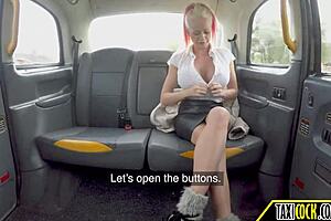 Blonde Mommy Flaunts Perfect Big Tits in Taxi