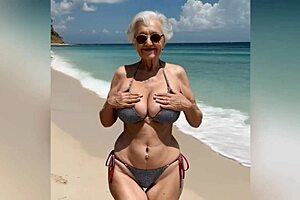 OMG, Granny’s in a Sexy Bikini! Her Dirty Talk Gets Wild on the Beach With Nude AI-Generated Reveal!