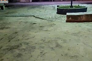 Outdoor Blowbang with Friends in Square