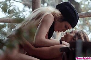 Blonde Runaway Chick Eats Brunette BFF's Pussy with Oral and Face Sitting