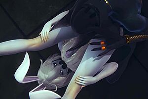 anubis the dogboy and mew the catboy have hard sex with a bunnyboy in this sissy threesome